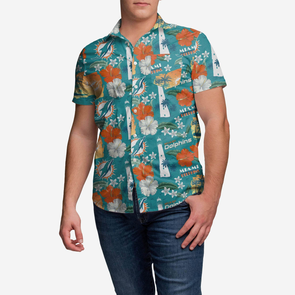 Miami Dolphins City Style Button Up Shirt FOCO S - FOCO.com