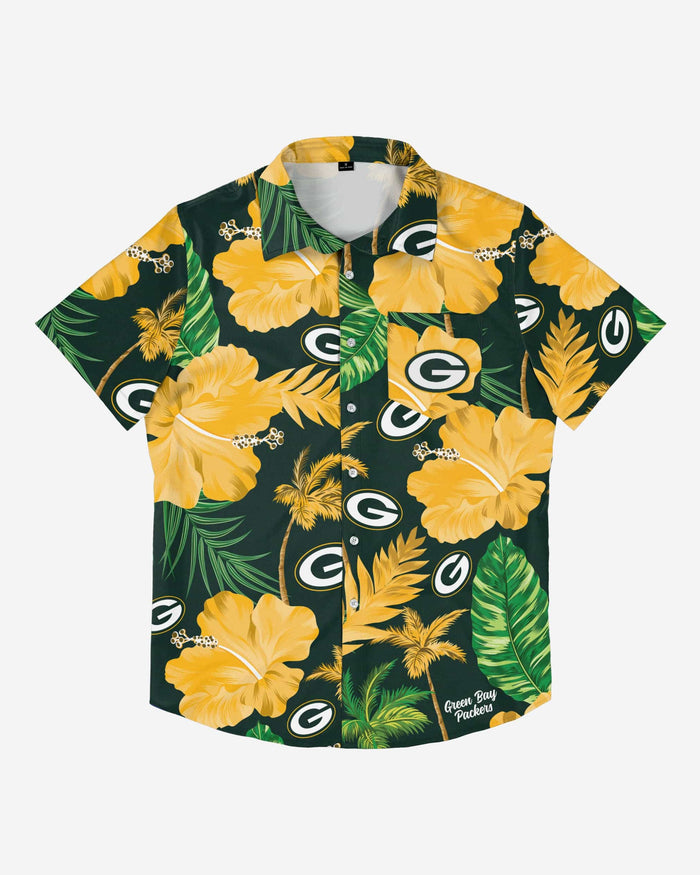 Green Bay Packers Team Color Hibiscus Button Up Shirt FOCO - FOCO.com