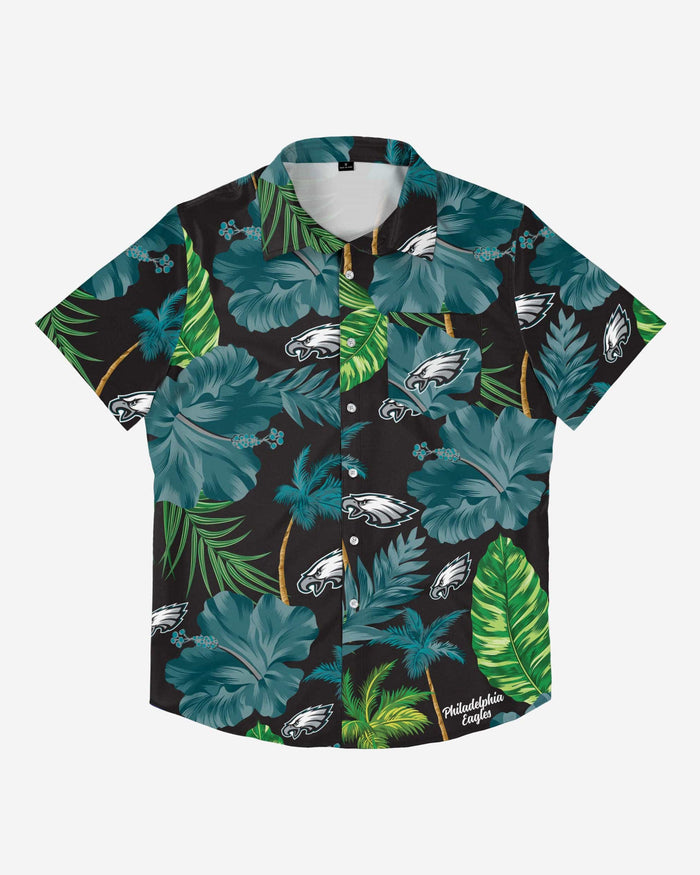 Philadelphia Eagles Team Color Hibiscus Button Up Shirt FOCO - FOCO.com