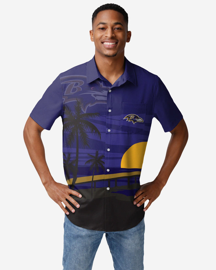 Baltimore Ravens Tropical Sunset Button Up Shirt FOCO S - FOCO.com