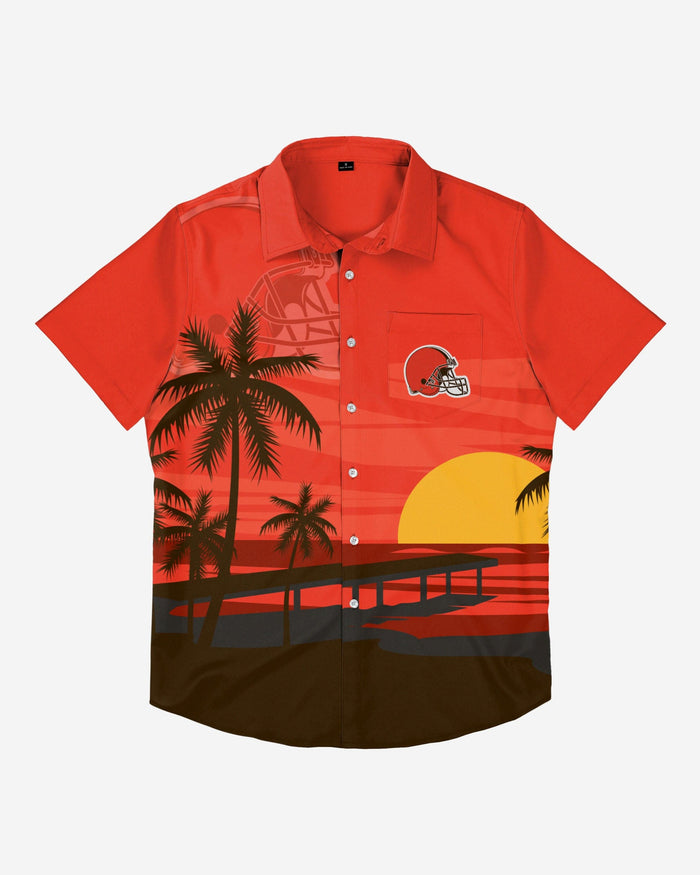 Cleveland Browns Tropical Sunset Button Up Shirt FOCO - FOCO.com