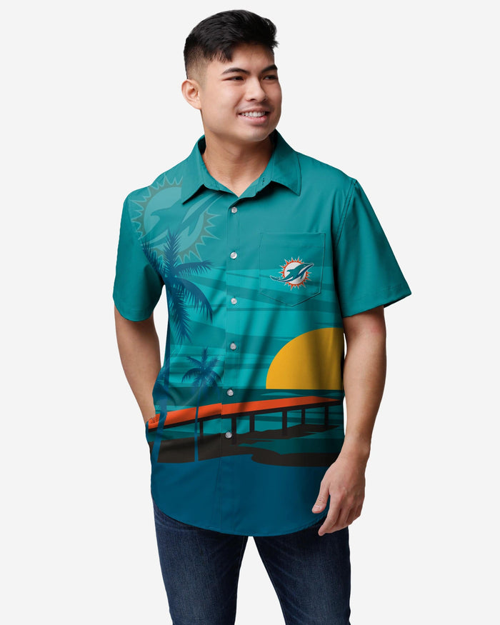 Miami Dolphins Tropical Sunset Button Up Shirt FOCO S - FOCO.com