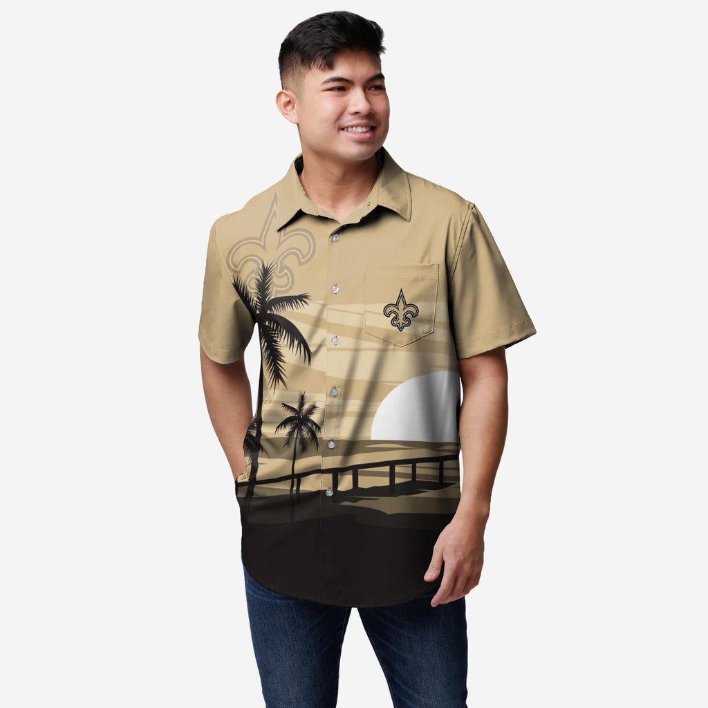 New Orleans Saints Tropical Sunset Button Up Shirt FOCO S - FOCO.com