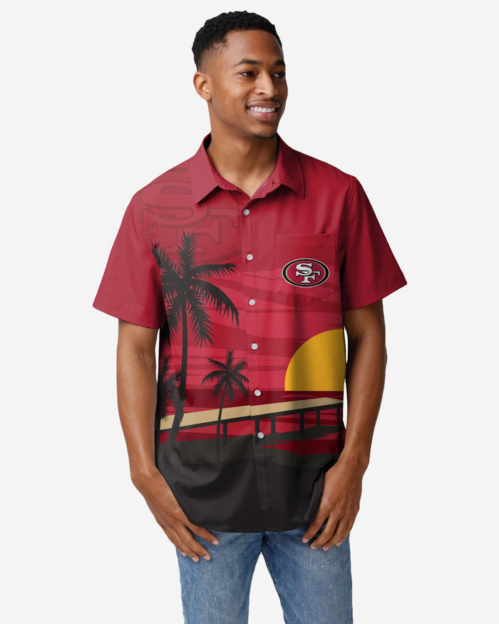 San Francisco 49ers Tropical Sunset Button Up Shirt FOCO S - FOCO.com