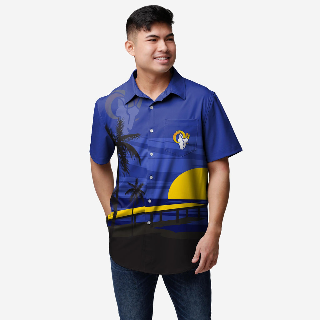 Los Angeles Rams Tropical Sunset Button Up Shirt FOCO S - FOCO.com