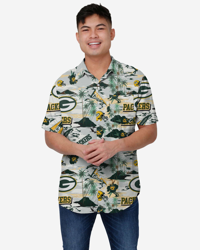 Green Bay Packers Thematic Stadium Print Button Up Shirt FOCO - FOCO.com