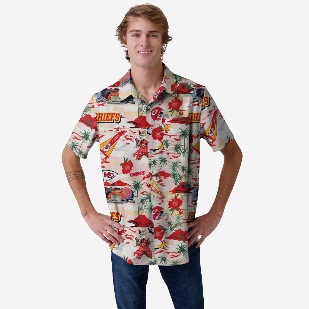 Kansas City Chiefs Thematic Stadium Print Button Up Shirt FOCO S - FOCO.com