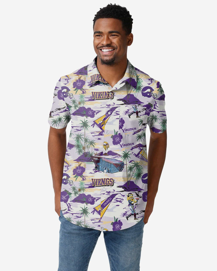 Minnesota Vikings Thematic Stadium Print Button Up Shirt FOCO S - FOCO.com