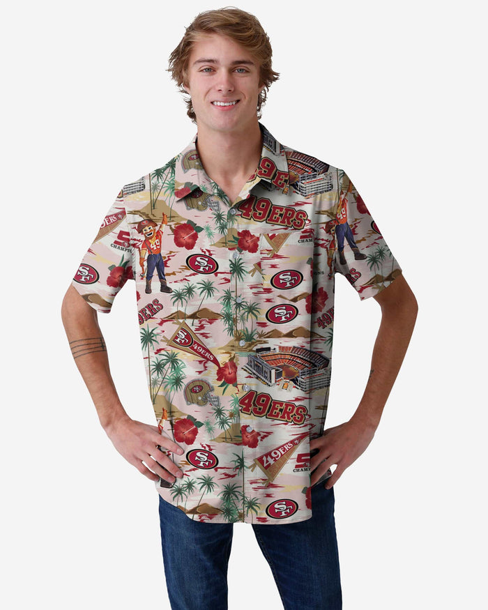 San Francisco 49ers Thematic Stadium Print Button Up Shirt FOCO S - FOCO.com