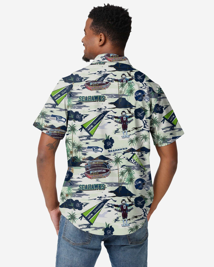 Seattle Seahawks Thematic Stadium Print Button Up Shirt FOCO - FOCO.com