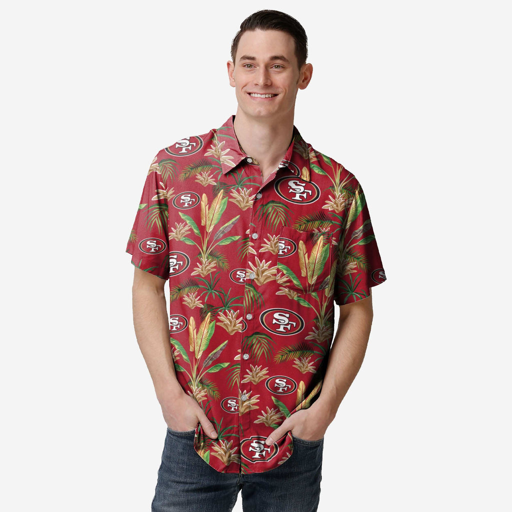 San Francisco 49ers Victory Vacay Button Up Shirt FOCO S - FOCO.com