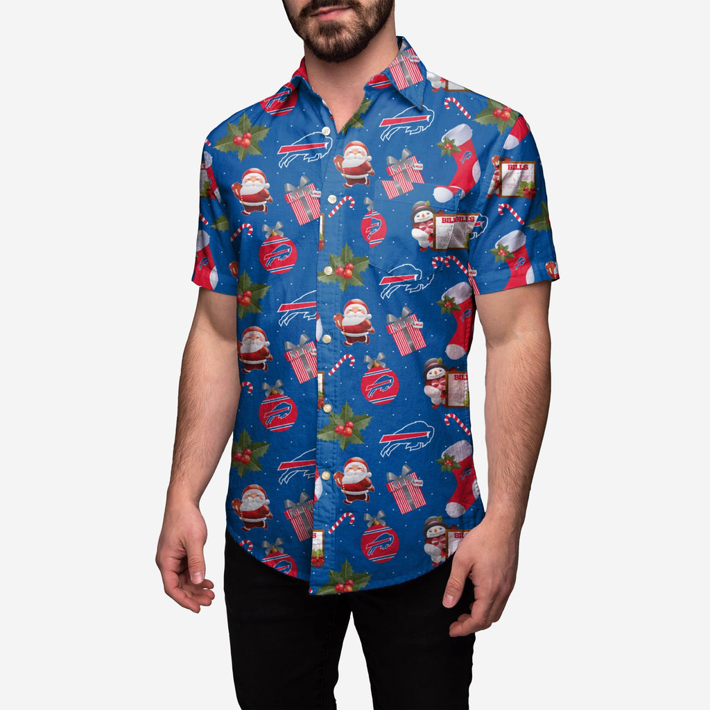 Buffalo Bills Christmas Explosion Button Up Shirt FOCO S - FOCO.com