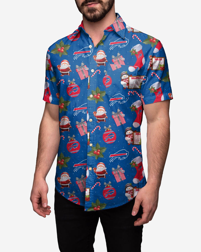 Buffalo Bills Christmas Explosion Button Up Shirt FOCO S - FOCO.com