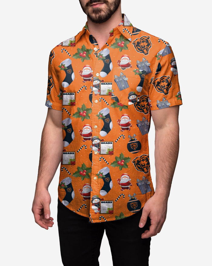 Chicago Bears Christmas Explosion Button Up Shirt FOCO S - FOCO.com