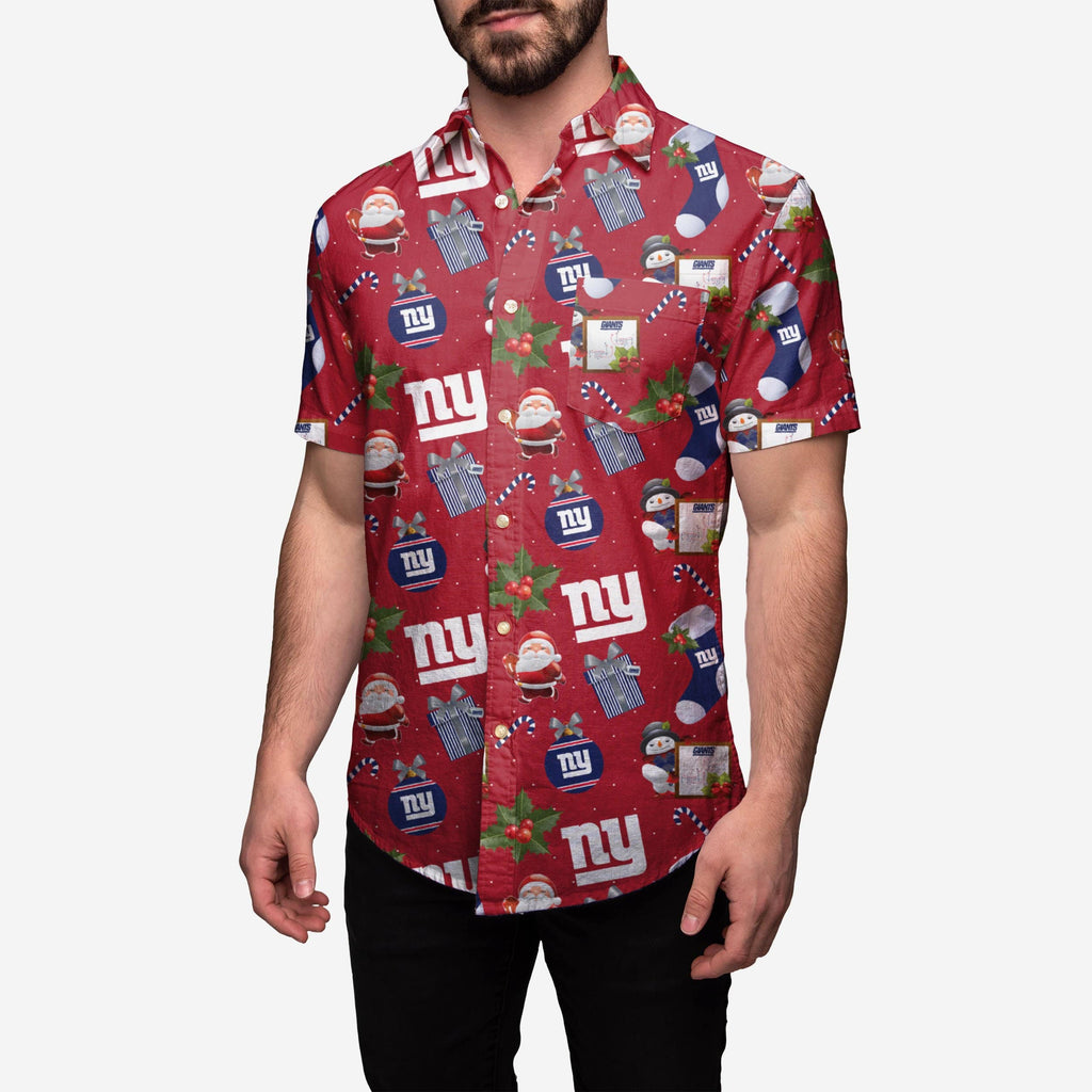 New York Giants Christmas Explosion Button Up Shirt FOCO S - FOCO.com