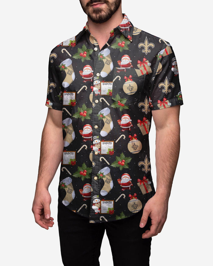 New Orleans Saints Christmas Explosion Button Up Shirt FOCO S - FOCO.com