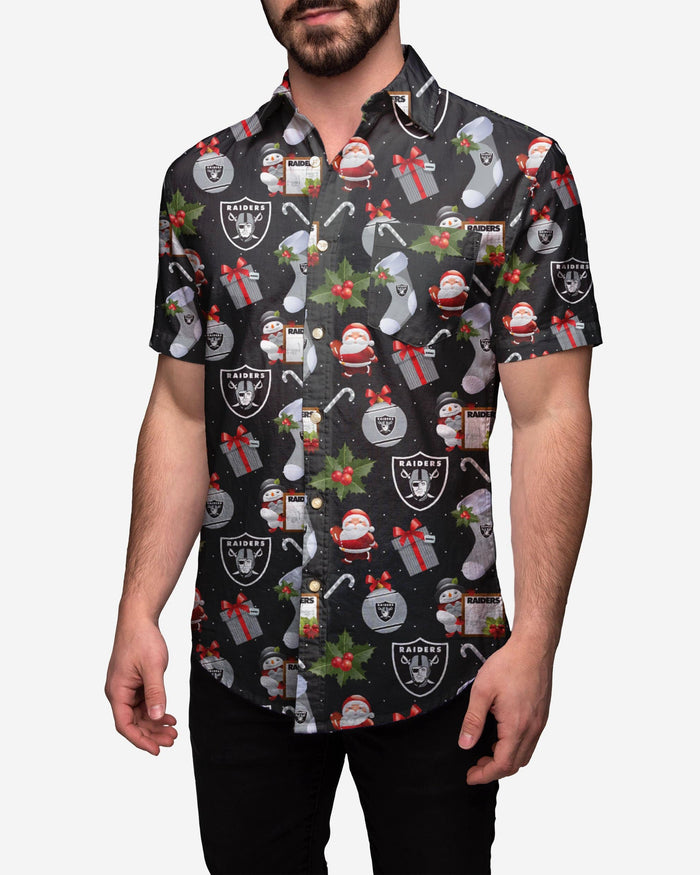 Las Vegas Raiders Christmas Explosion Button Up Shirt FOCO M - FOCO.com