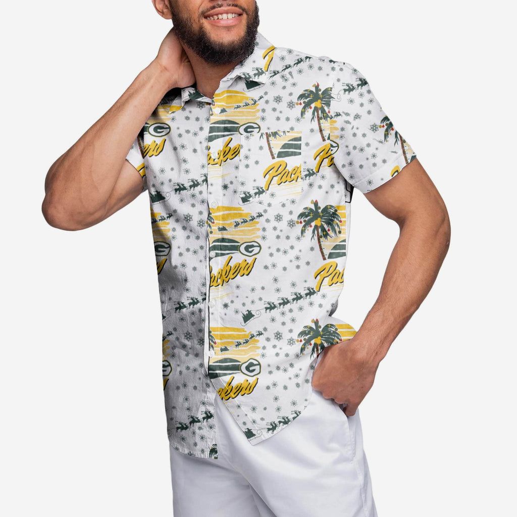 Green Bay Packers Winter Tropical Button Up Shirt FOCO M - FOCO.com