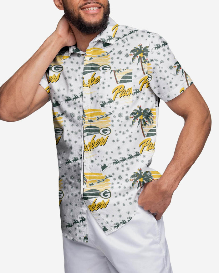 Green Bay Packers Winter Tropical Button Up Shirt FOCO M - FOCO.com