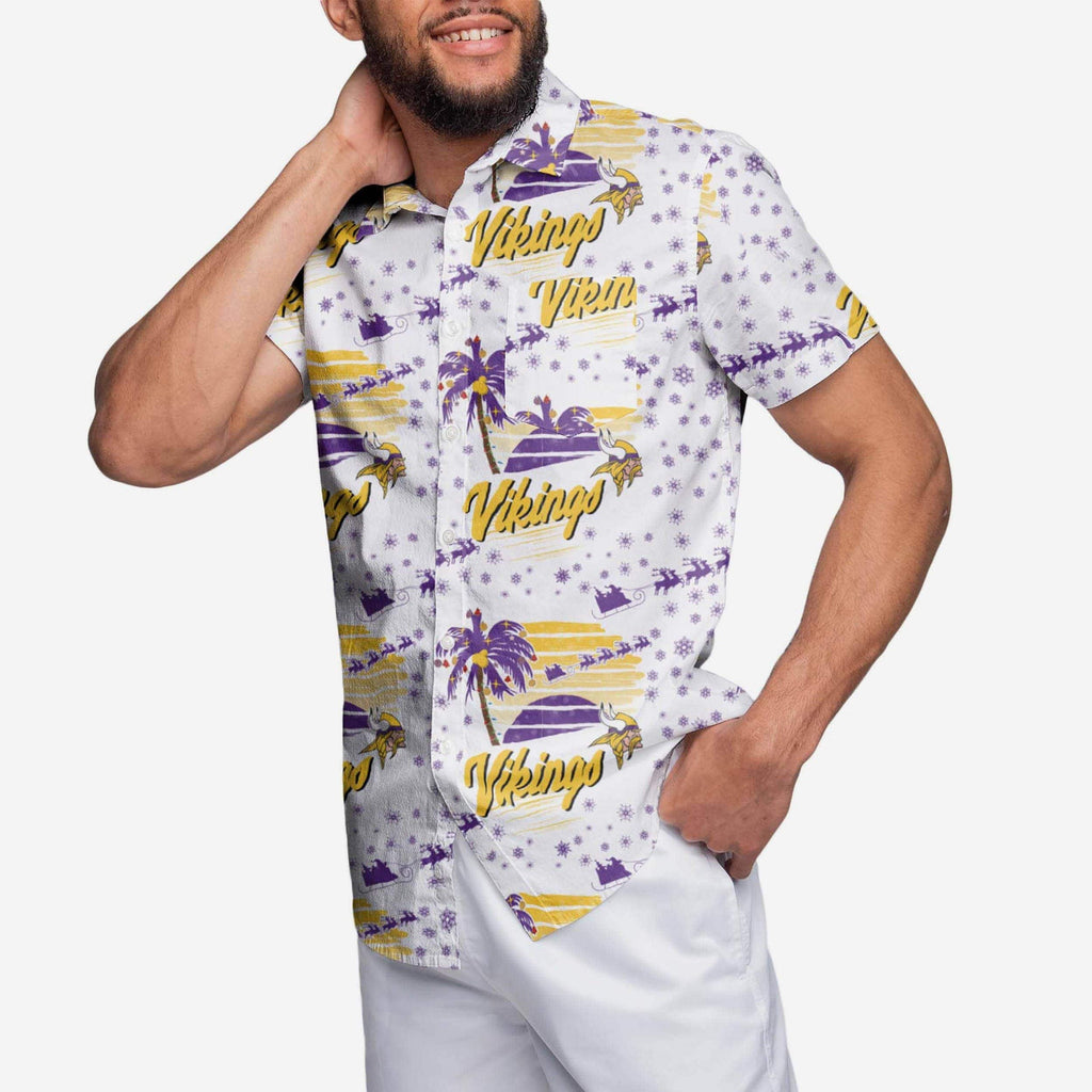 Minnesota Vikings Winter Tropical Button Up Shirt FOCO S - FOCO.com