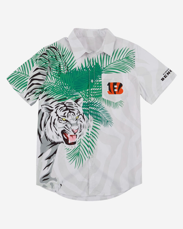 Cincinnati Bengals White Stripe Button Up Shirt FOCO - FOCO.com