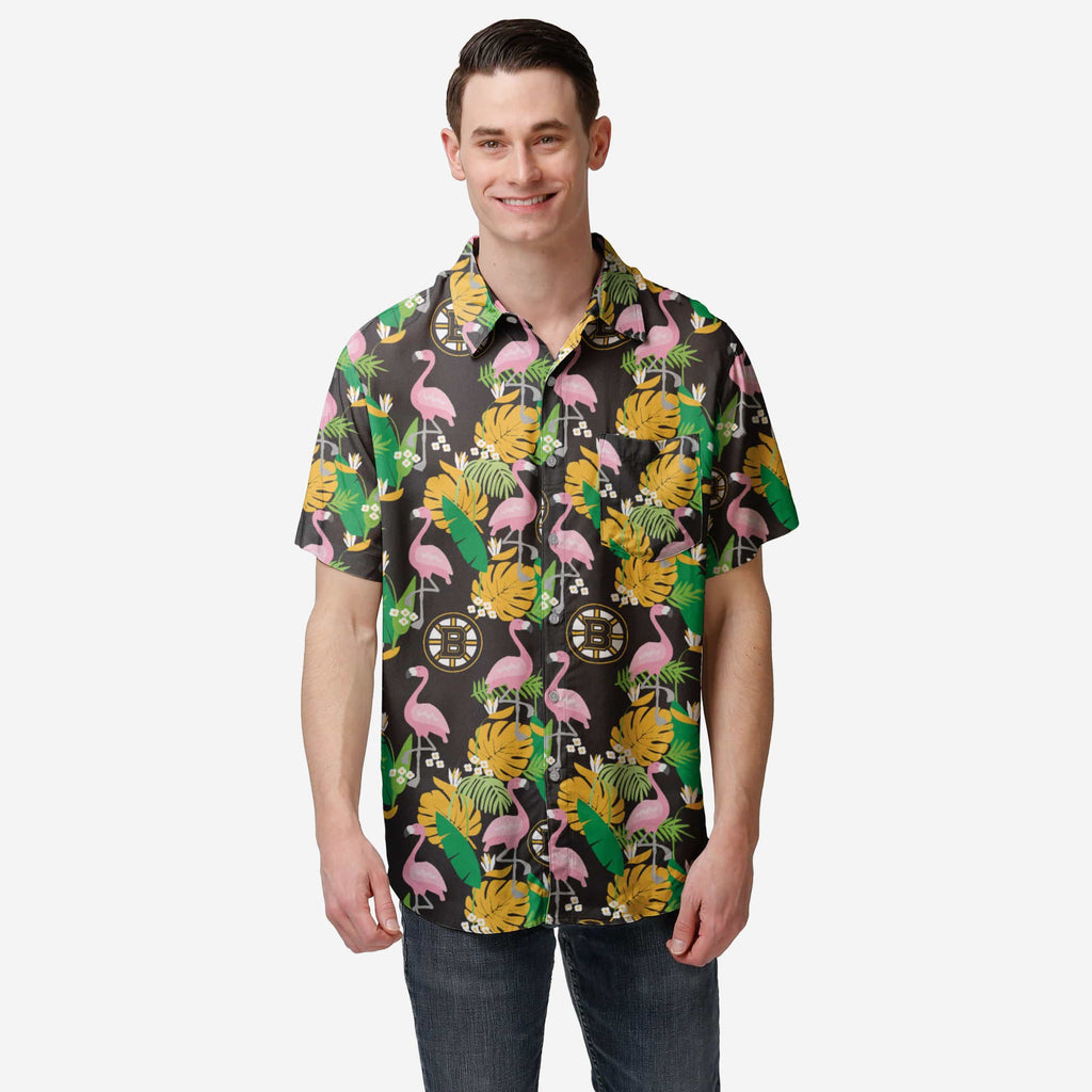 Boston Bruins Floral Button Up Shirt FOCO S - FOCO.com