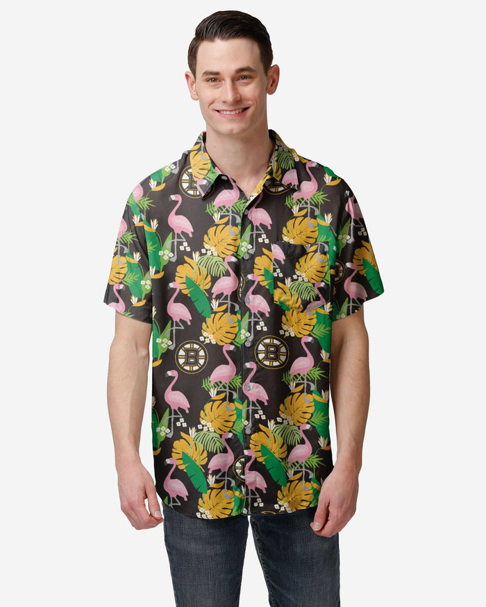 Boston Bruins Floral Button Up Shirt FOCO S - FOCO.com