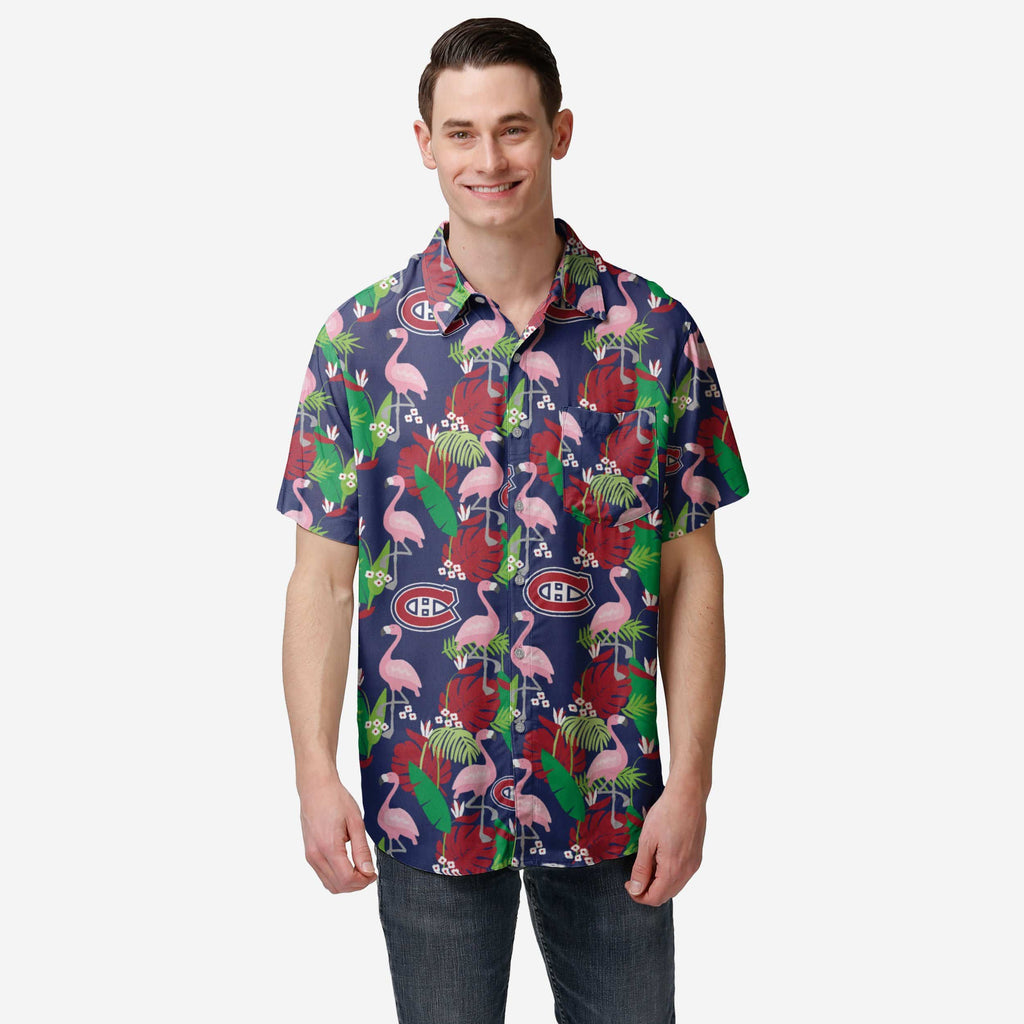 Montreal Canadiens Floral Button Up Shirt FOCO S - FOCO.com