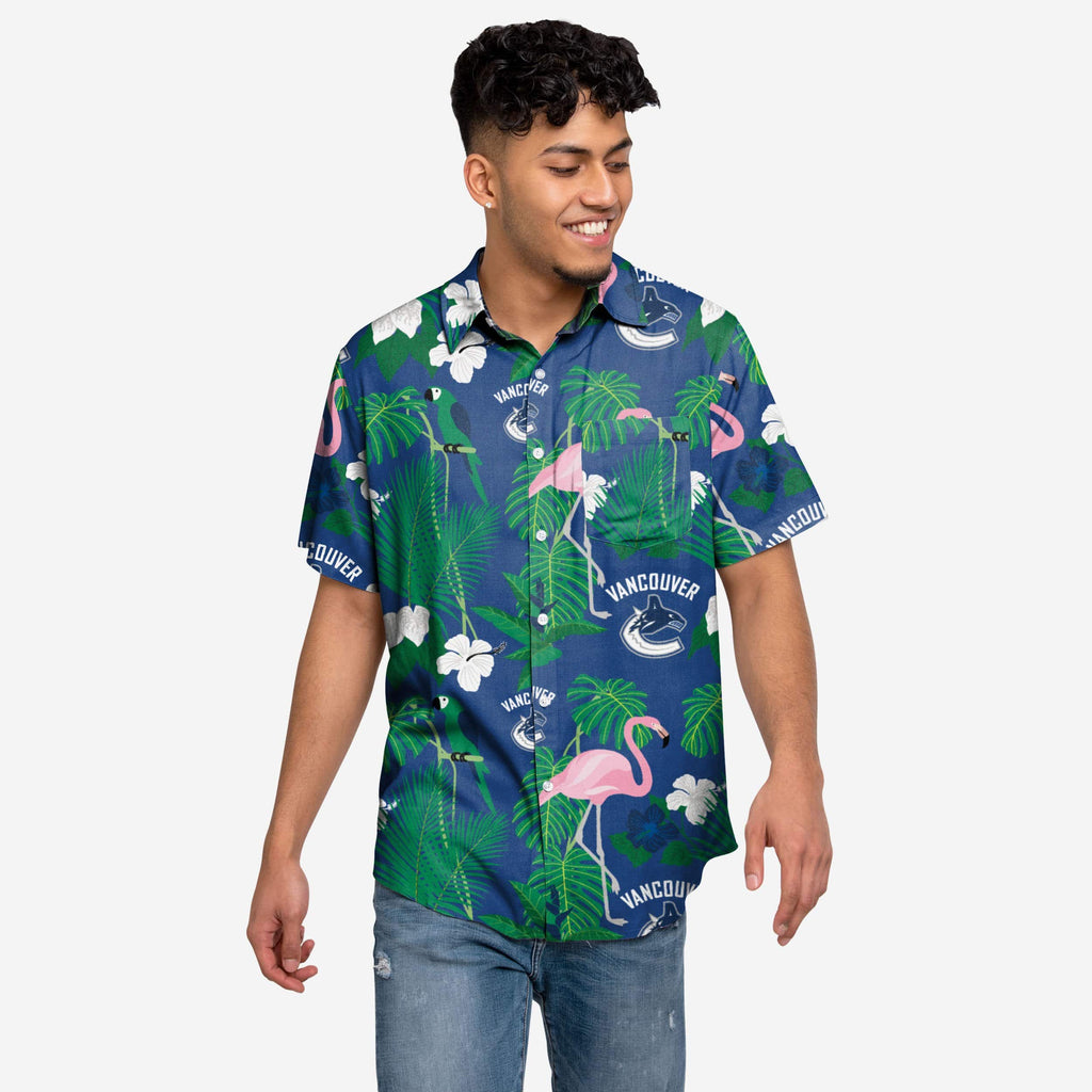 Vancouver Canucks Floral Button Up Shirt FOCO S - FOCO.com