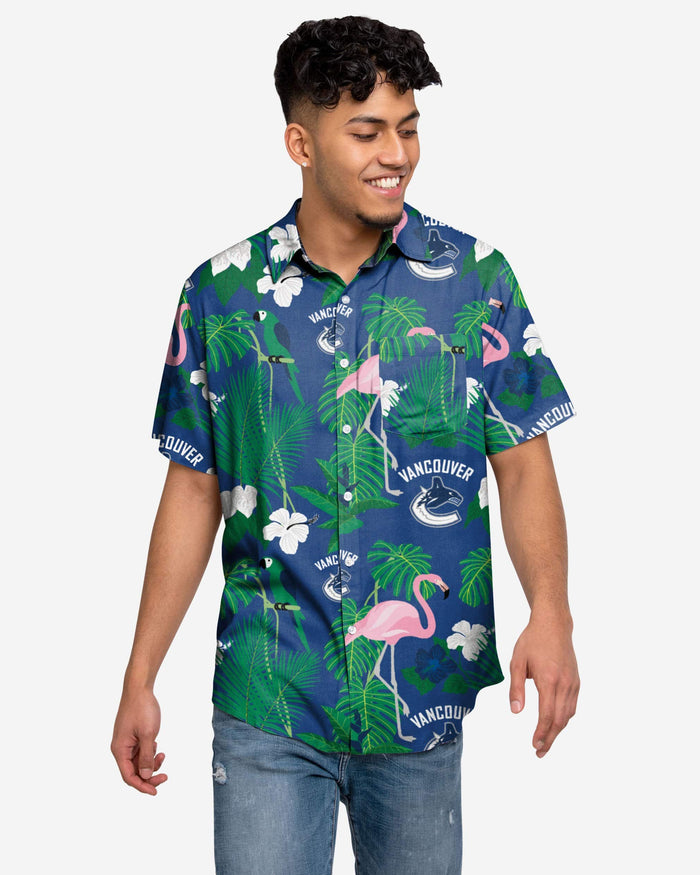 Vancouver Canucks Floral Button Up Shirt FOCO S - FOCO.com