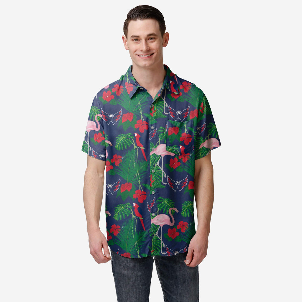 Washington Capitals Floral Button Up Shirt FOCO S - FOCO.com