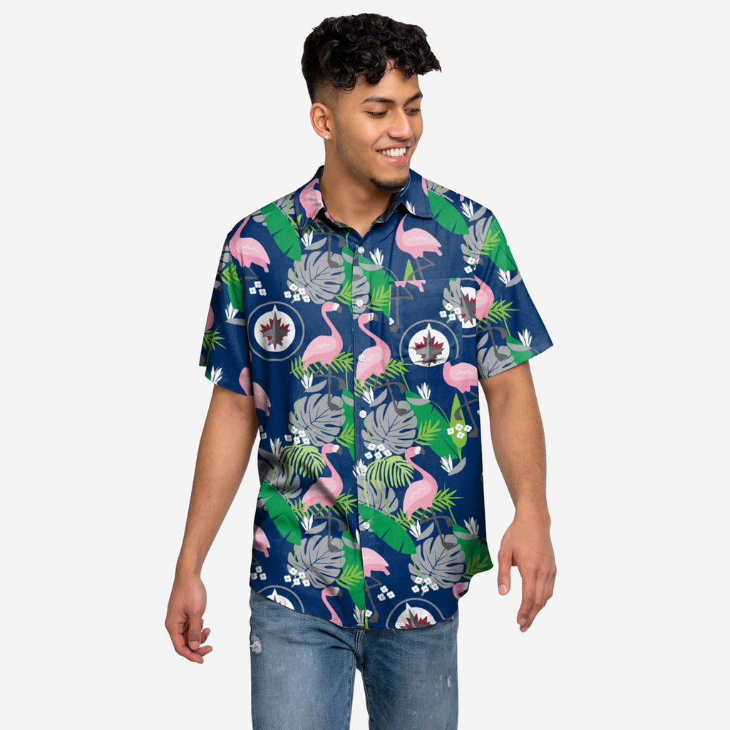 Winnipeg Jets Floral Button Up Shirt FOCO S - FOCO.com