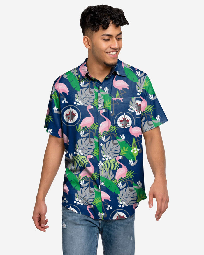 Winnipeg Jets Floral Button Up Shirt FOCO S - FOCO.com