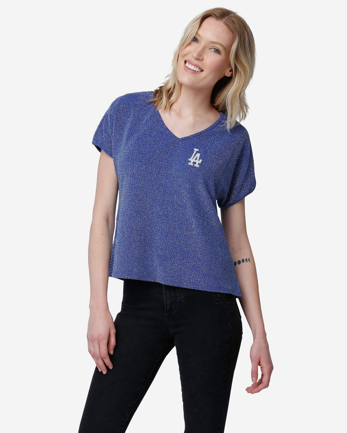 Los Angeles Dodgers Womens Gametime Glitter V-Neck T-Shirt FOCO S - FOCO.com