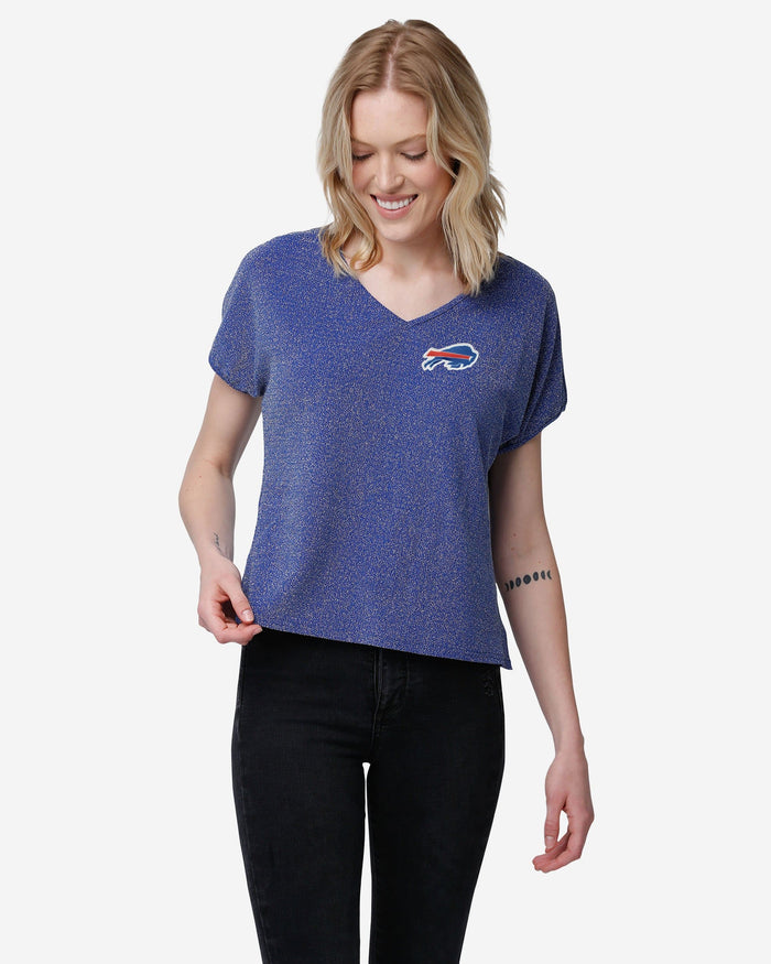 Buffalo Bills Womens Gametime Glitter V-Neck T-Shirt FOCO S - FOCO.com