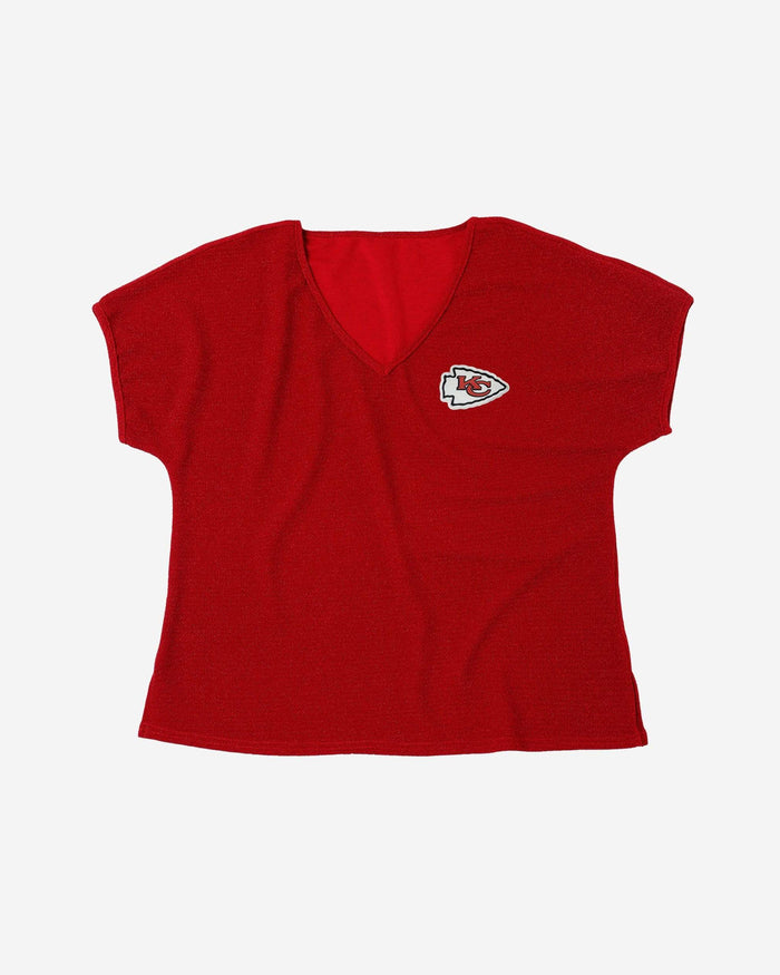 Kansas City Chiefs Womens Gametime Glitter V-Neck T-Shirt FOCO - FOCO.com