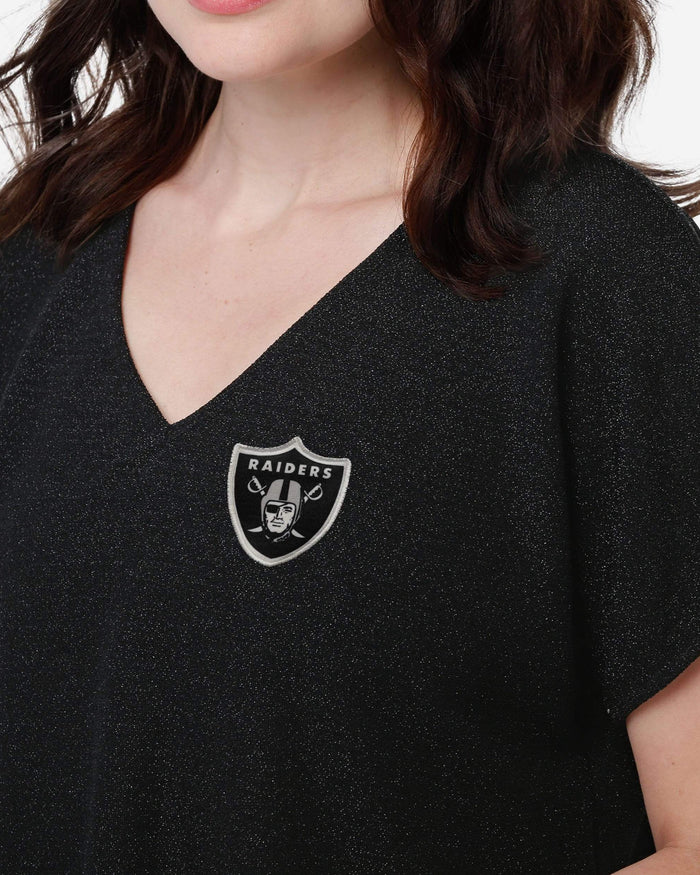 Las Vegas Raiders Womens Gametime Glitter V-Neck T-Shirt FOCO - FOCO.com