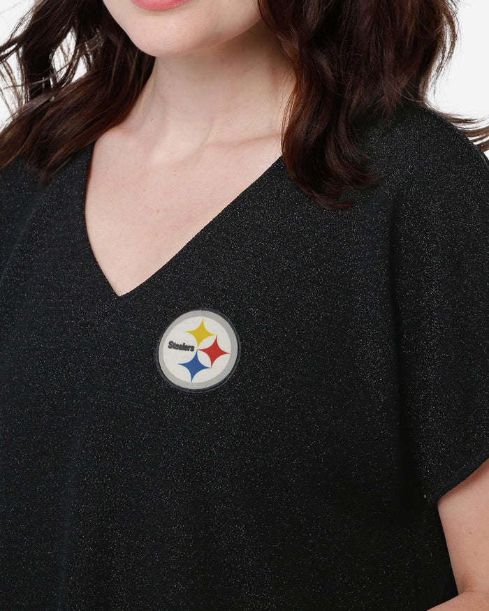Pittsburgh Steelers Womens Gametime Glitter V-Neck T-Shirt FOCO - FOCO.com