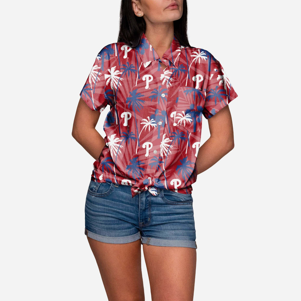 Philadelphia Phillies Tropic Of Da Palms Womens Button Up Shirt FOCO S - FOCO.com