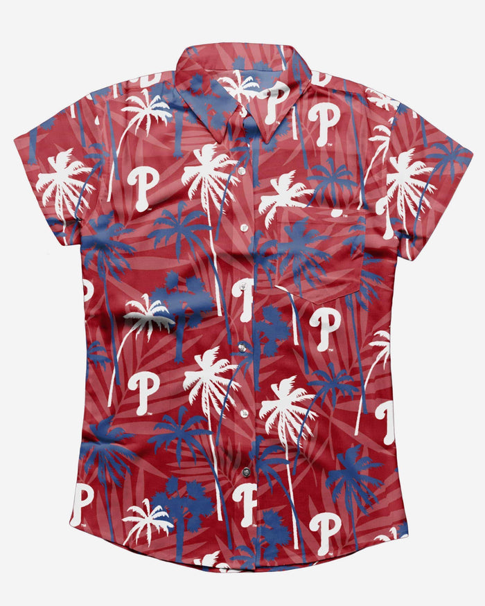 Philadelphia Phillies Tropic Of Da Palms Womens Button Up Shirt FOCO - FOCO.com