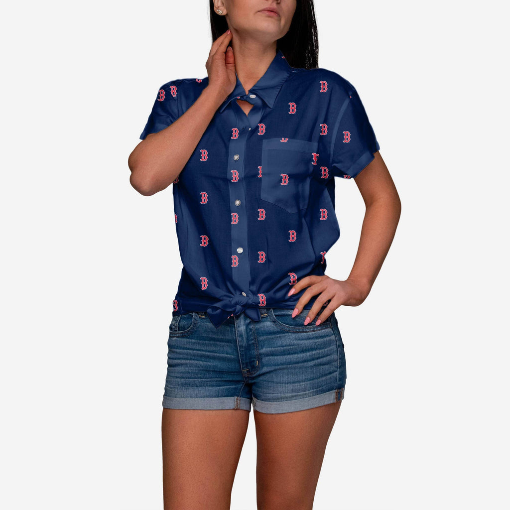 Boston Red Sox Logo Blast Womens Button Up Shirt FOCO S - FOCO.com