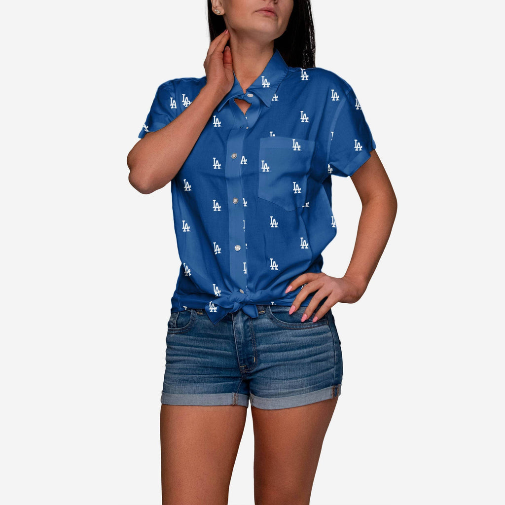 Los Angeles Dodgers Logo Blast Womens Button Up Shirt FOCO S - FOCO.com