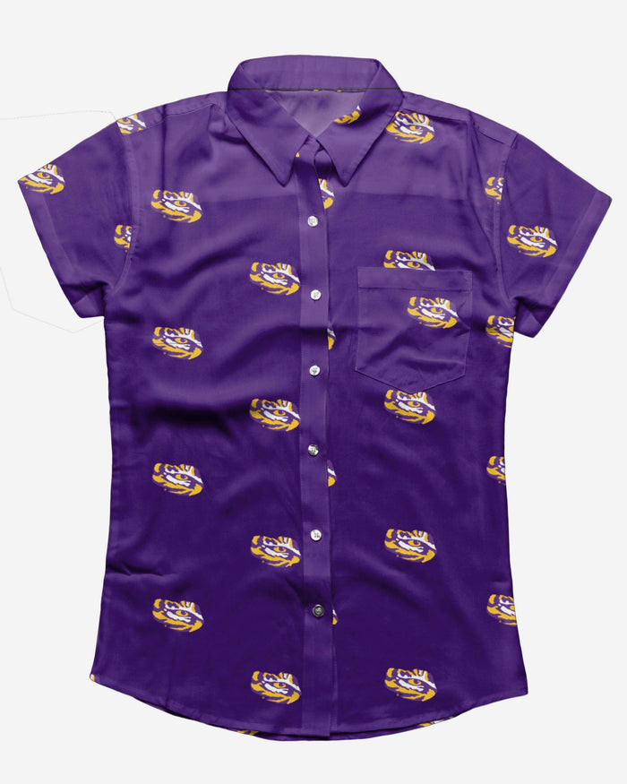 LSU Tigers Logo Blast Womens Button Up Shirt FOCO - FOCO.com