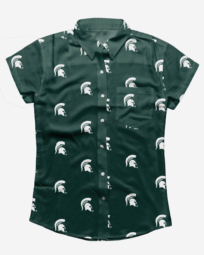 Michigan State Spartans Logo Blast Womens Button Up Shirt FOCO - FOCO.com