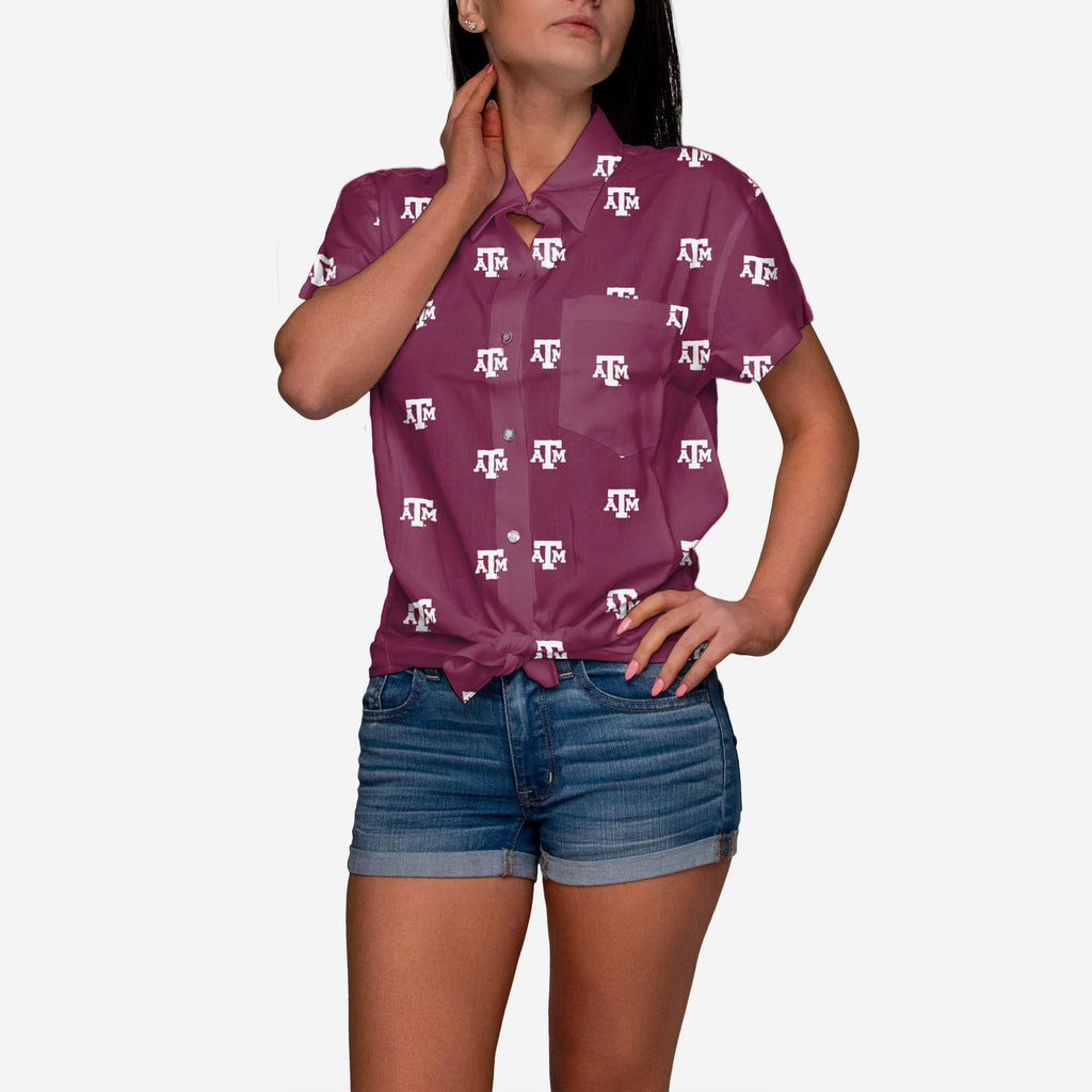 Texas A&M Aggies Logo Blast Womens Button Up Shirt FOCO S - FOCO.com