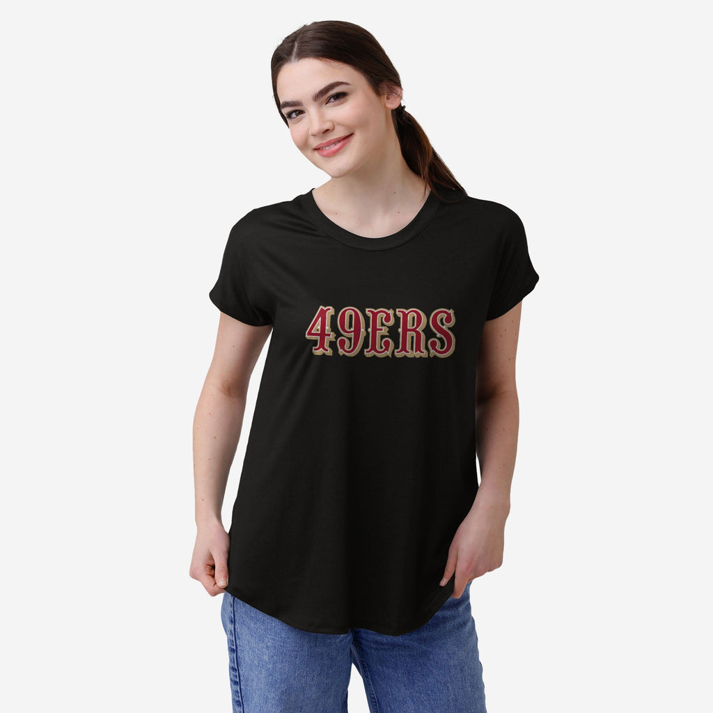 San Francisco 49ers Womens Wordmark Black Tunic Top FOCO S - FOCO.com