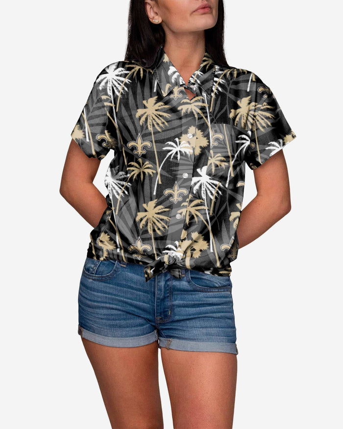 New Orleans Saints Tropic of Da Palms Womens Button Up Shirt FOCO S - FOCO.com