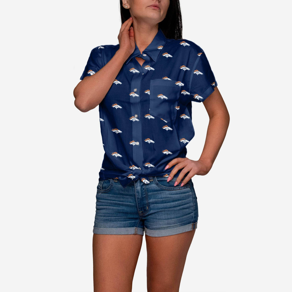 Denver Broncos Logo Blast Womens Button Up Shirt FOCO S - FOCO.com