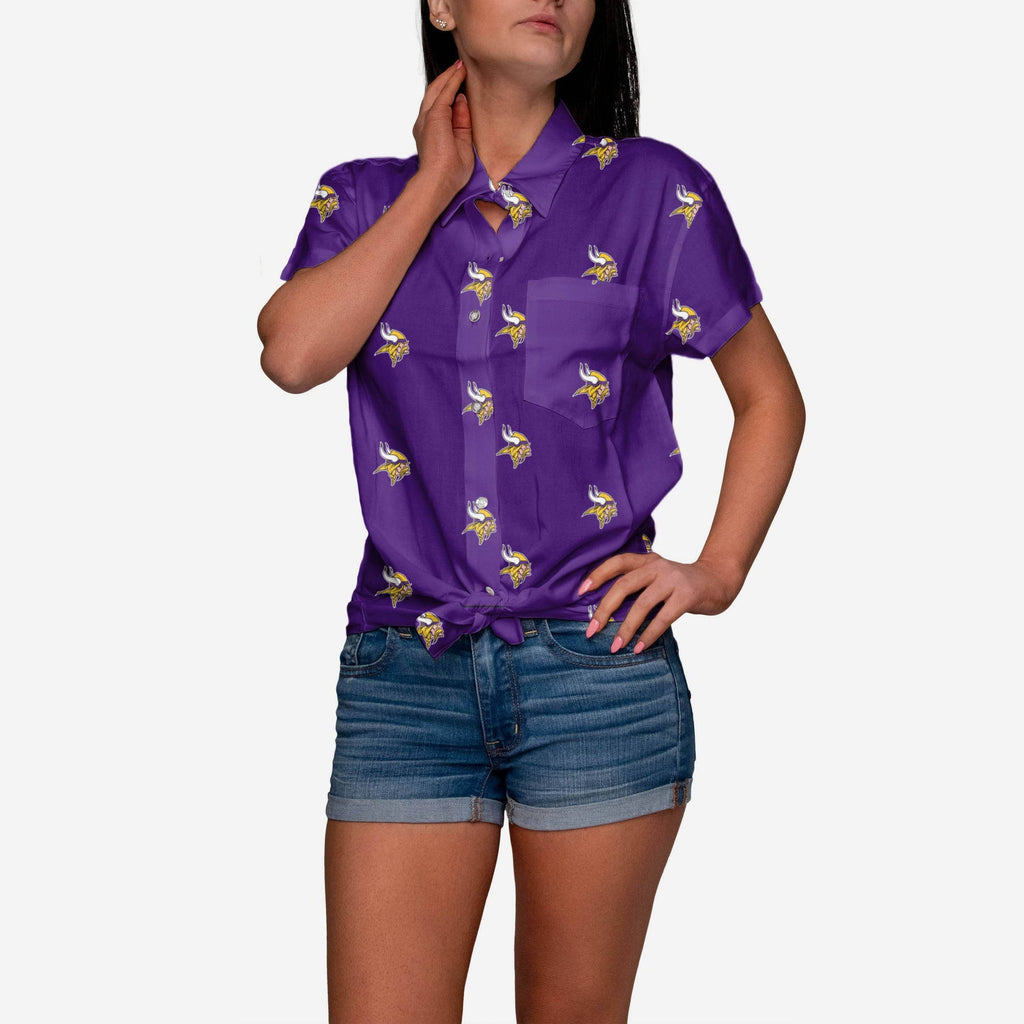 Minnesota Vikings Logo Blast Womens Button Up Shirt FOCO S - FOCO.com