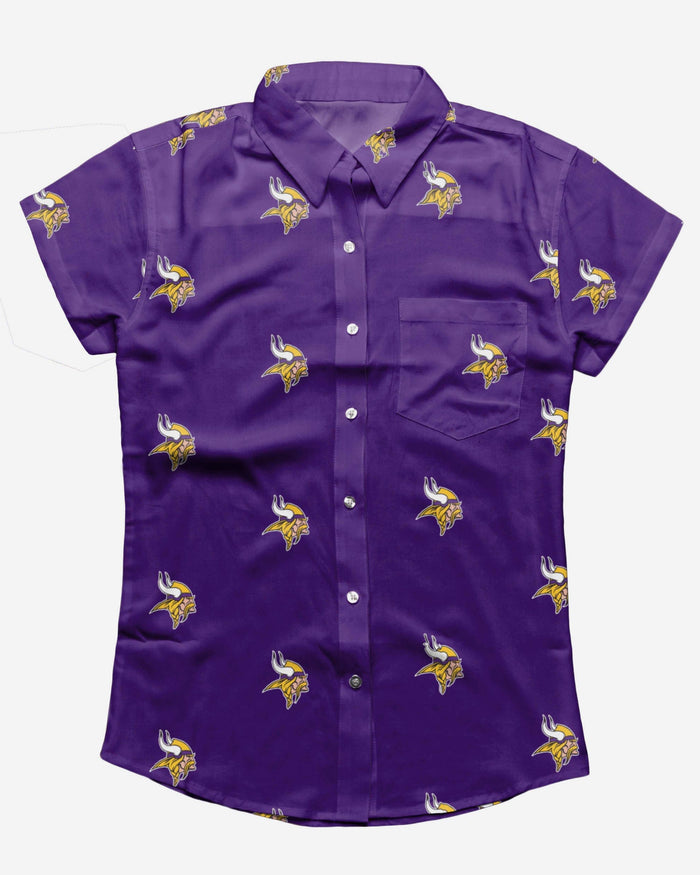 Minnesota Vikings Logo Blast Womens Button Up Shirt FOCO - FOCO.com